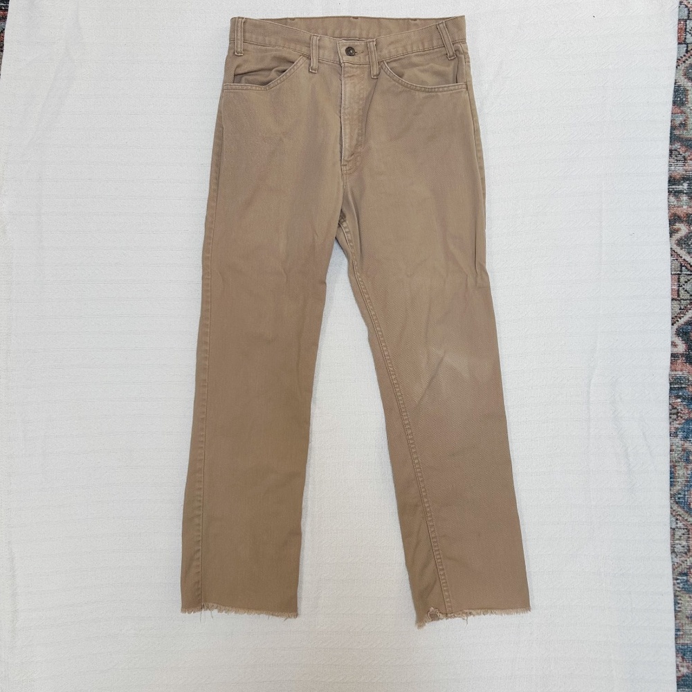 VINTAGE LEVIS 515 Beige Tan Jeans Talon 42 Zipper Levi Strauss USA 31x28, 1970s